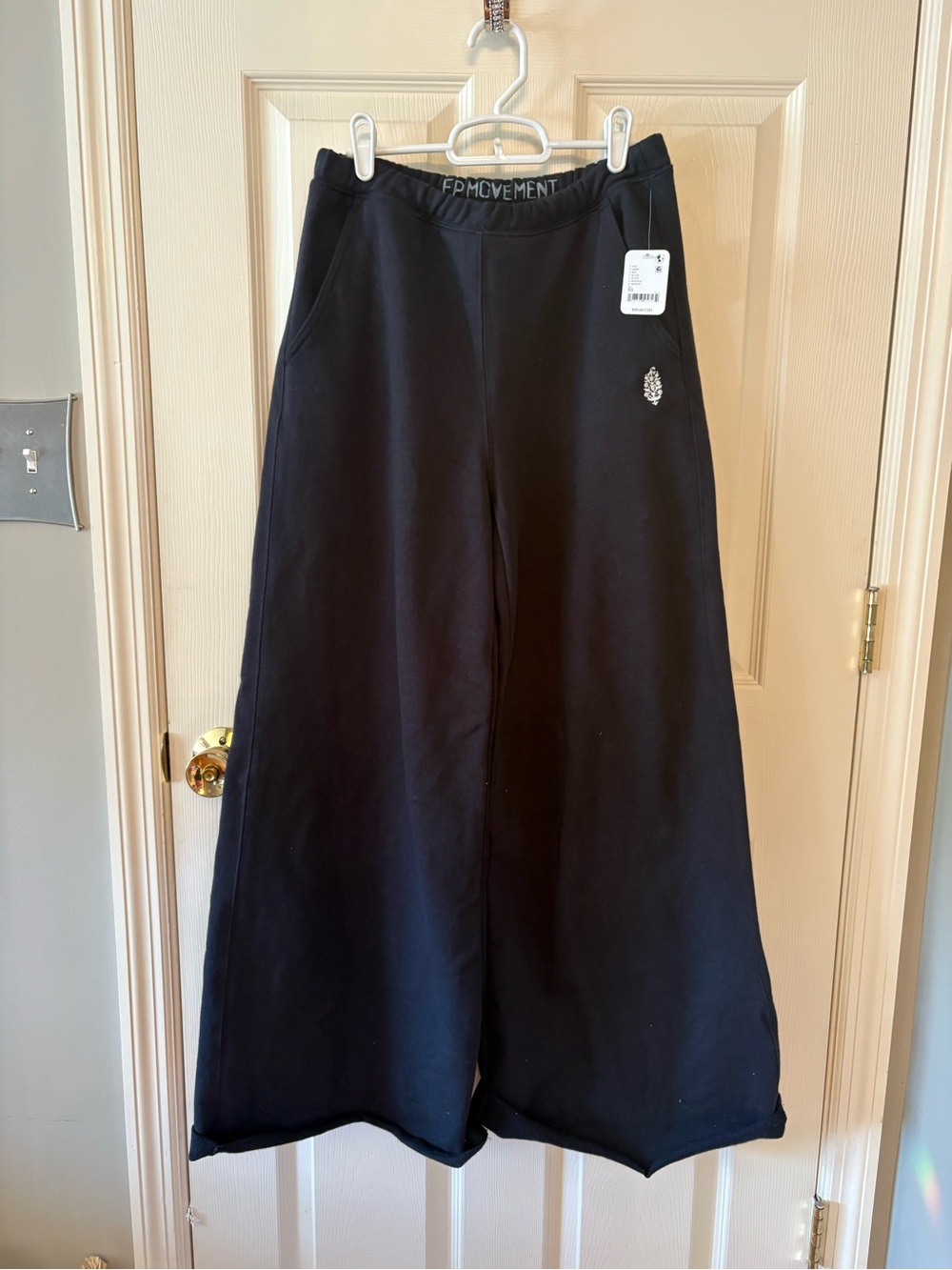Free People Black Wide-Leg Sweatpants